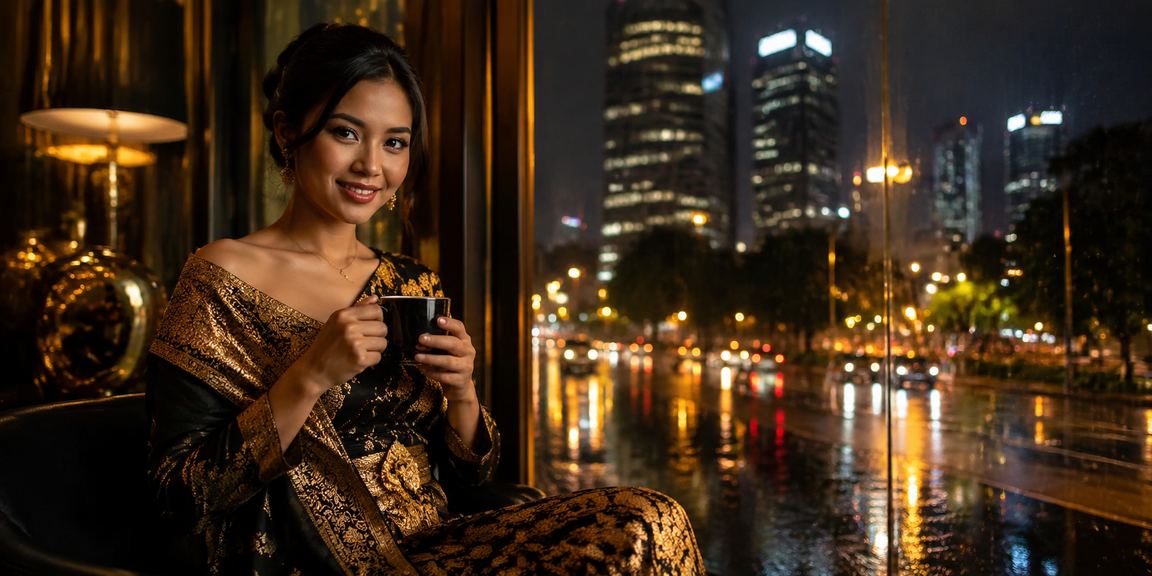 Dua orang mendiskusikan strategi taruhan di kafe dengan laptop dan minuman kopi