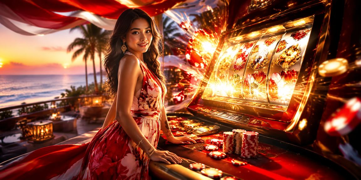 Pemain menikmati permainan slot sambil memeriksa saldo dan riwayat pembayaran di pantai