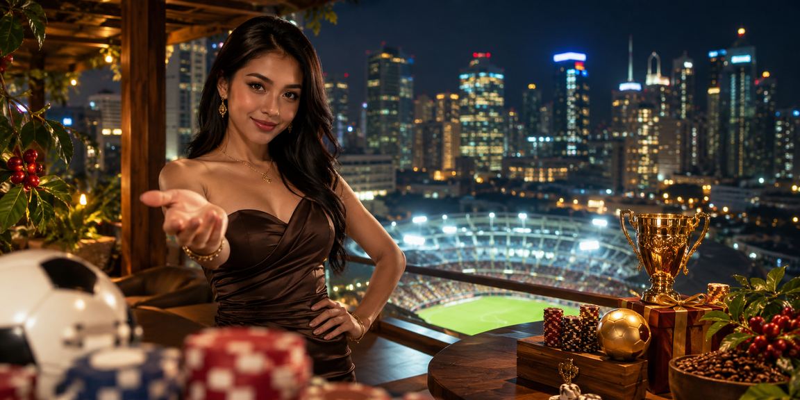 Pengguna mengakses platform taruhan olahraga di kafe sambil menikmati kopi